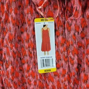 Joie Anthro Bondi Tiered Maxi Sundress Size M Red Ikat Spaghetti Strap Lined NWT thumbnail 11