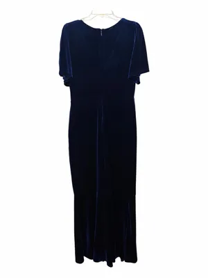 Lulus Elegant Evenings Navy Velvet Flutter Sleeve Trumpet Maxi Dress Navy 1X NWT thumbnail 6