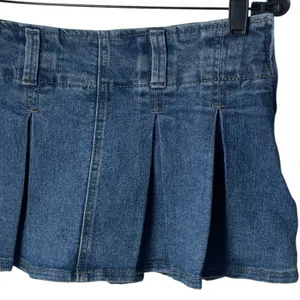 Y2K Almost Famous‎ Micro Mini Denim Pleated Skort Low Rise Grunge Skater S thumbnail 3