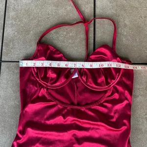 Red satin mini dress with halter neck thumbnail 4