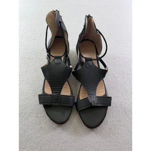 Womens Gladiator Wedge Sandal Ankle Strap Open Toe Shoe Boho Summer‎ US 9 Black thumbnail 4