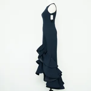Betsy‎ & Adam Arielle Scuba Crepe Ruffle Slit Gown Navy Size 2 thumbnail 5