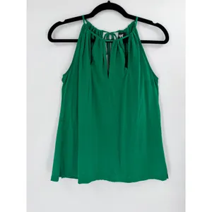 W by Worth‎ Halter Top Womens 0 Green Silk Blend Keyhole Neck Quiet Luxury thumbnail 8