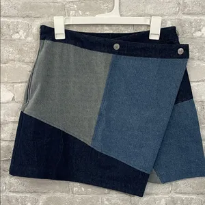 Vici Patchwork Denim Wrap Mini Skirt thumbnail 1