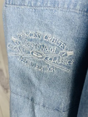 Princess Cruises Blue Womens Button Down Cotton Denim Shirt Sz M Vintage thumbnail 5