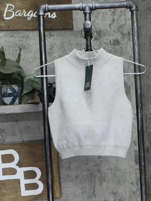 NWT Wild Fable Womens Mock Turtle Neck Zip Sweater Tank 91030442 Heather Gray XS thumbnail 4