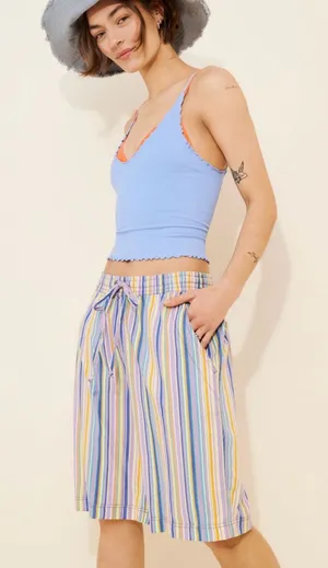 Free People Saylor Poplin Stripe Shorts NWT Size M thumbnail 1