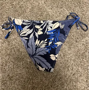 Aerie blue floral print cheeky tie side bikini bottoms thumbnail 2