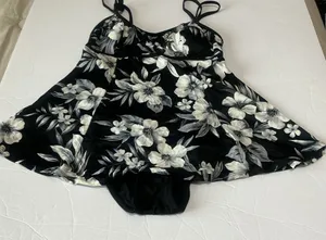 Floral Black and cream one piece Swimsuit thumbnail 1