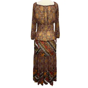 Anthropologie Fig And Flower Maxi Dress L Petite Multi Paisley Sheer Tiered Boho thumbnail 5