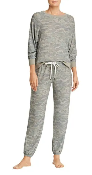 NEW Honeydew Womens Star Seeker Camo Knit Pajama Pants 94113 Green Camo L thumbnail 1