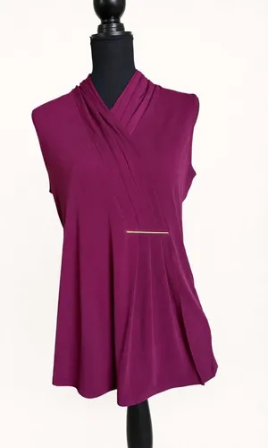 Adrianna Papell Magenta Sleeveless Wrap-Style Blouse – Size M thumbnail 1