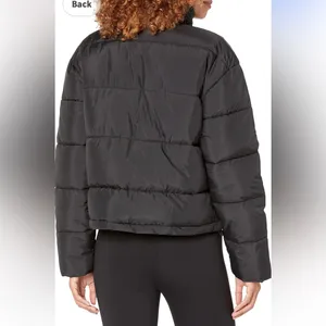 Elegant Black Puffer Jacket for Women cropped adjustable Size XL thumbnail 2