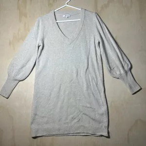 Madewell Neutral Wool Blend Bubble Sleeve‎ V Neck Knit Sweater Medium thumbnail 1