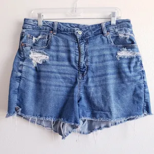 American Eagle Curvy Mom Short Distressed Denim Jean thumbnail 1