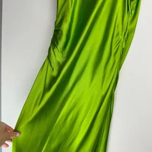 NWT ZARA Bright Green Satin Slip Midi Dress Sz XL Drapey Wrap Side Slit thumbnail 12