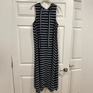 Banana Republic Factory‎ Striped High-Low Dress Womens Blue White Size Medium thumbnail 2