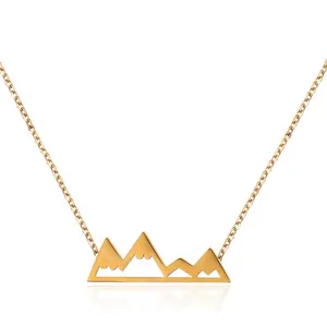 NEW Yellow Gold Plated Snowy Mountain Bar Pendant Necklace, 16-18”‎ thumbnail 11