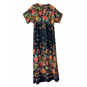 Zara Black Floral Print Boho Crossover Midi Dress Wrap Style Size XS thumbnail 3