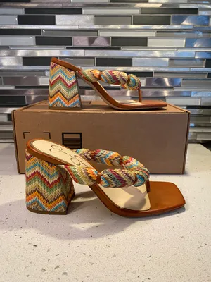 NWT  Colorful Thong Block Heel thumbnail 4