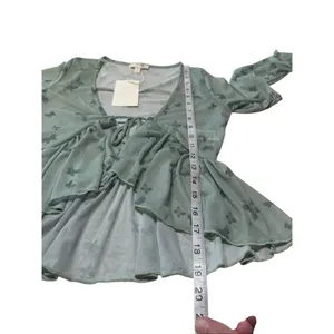 See You Monday green butterfly mesh top Sz S NWT thumbnail 7
