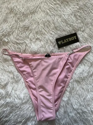 PLAYBOY Pink Rhinestone Logo Thong Swimsuit Bottoms thumbnail 2