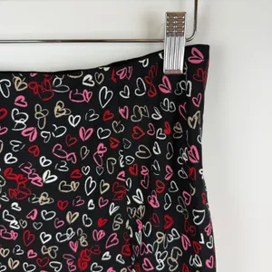 LOFT Black Heart Print Midi Skirt Size 2 Coquette Valentines Romantic Y2K‎ Girly thumbnail 4