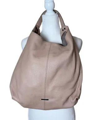 REBECCA MINKOFF Leather Hobo Slouch Neutral Blush Beige Large Bag Purse thumbnail 1