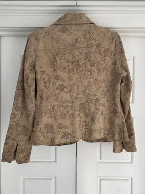 Pamela McCoy Suede Tan Floral Suede Jacket, Medium thumbnail 3