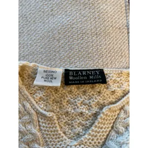 Blarney Woolen Mills Cable Knit Pullover Sweater Merino Wool Cream Women's XL thumbnail 5