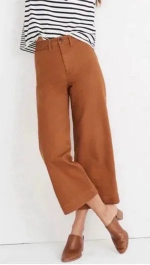 Madewell Emmett Wide Leg Cropped Pants in Burnt Sienna Size 25 thumbnail 1
