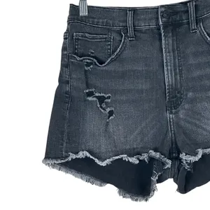 Abercrombie & Fitch Denim Shorts Womens 6 Black Distressed High Rise Grunge Punk thumbnail 3