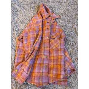 Dizzy‎ Lizzie Plaid Shacket Purple Orange Button Down Shirt Jacket Small thumbnail 2