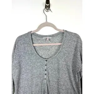 Victorias Secret Grey Heathered Long‎ Sleeve Henley Shirt Womens Small S Relaxed thumbnail 3