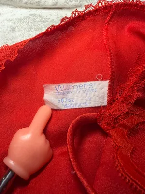 Vintage Warner’s Scarlet Red Satin Lace Cami thumbnail 3