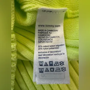 tommy hilfiger sweater XL Lime Green Zip Up Ribbed Top thumbnail 7