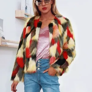 Faux Fur Coat Shabby Chic Boutique Lined Thick Fluffy Red Brown Tan Black Fur thumbnail 2