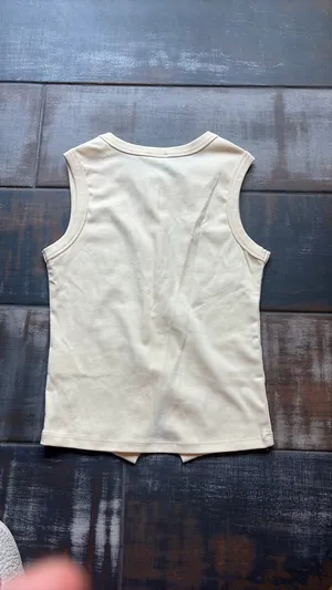 Cotton On Button-Up Butter Yellow Tank thumbnail 3