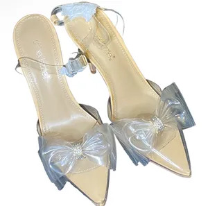 ✨ NIB / NWT ShoeDazzle Celestina Size 8.5 Clear Bow Crystal Sandals Heels $60.00 ✨ thumbnail 4