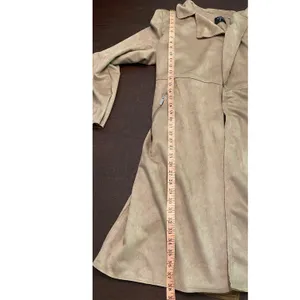 NWT Tahari Faux Suede Trench Coat Taupe Belted XL Long Duster Jacket Capsule thumbnail 7