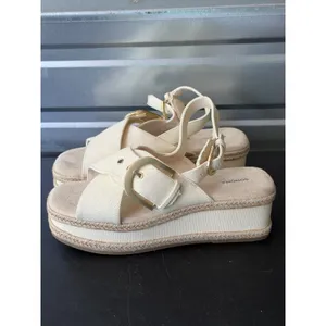 Sonoma Good for Life Gold Buckle Women 9‎ Platform Canvas Sandals U thumbnail 2