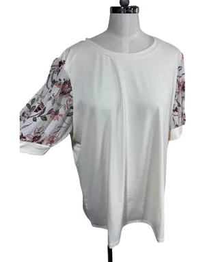 Maurices Women XXL Cream Top‎ Puff Sleeve Floral Boho Blouse thumbnail 1