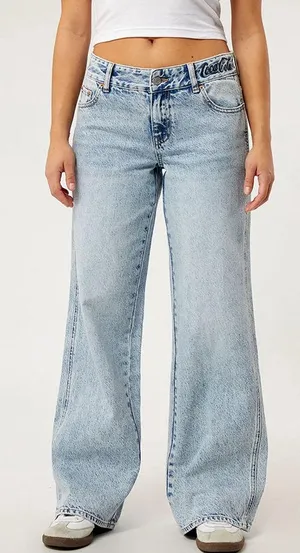 Coca-Cola By PacSun Light Indigo Low Rise Baggy Jeans Size 28 x 32 thumbnail 1