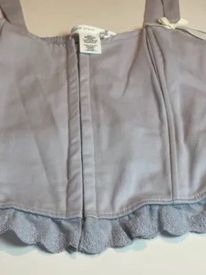 Altar'd State Cotton Corset Top XL Grey Dawn Lace Trim Coquette Balletcore NWT thumbnail 13