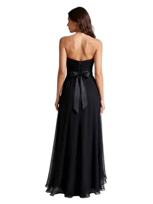 Vera Wang Maids Black Strapless Full Length Tulle Gown Size 4 thumbnail 2