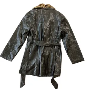 Endurance Vegan Leather Coat with Faux Leopard Collar thumbnail 7
