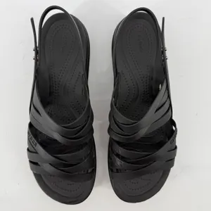Crocs Brooklyn Strappy Low Wedge Sandal Black Women 10 Comfort Platform Y2K thumbnail 4