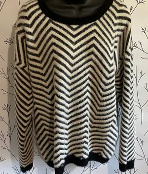 Cyrus Black and White Chevron Sweater thumbnail 1