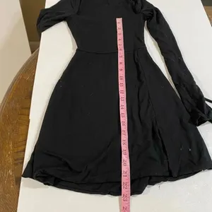Oh Polly Black Long Sleeve Skater Mini Dress US 0 Coquette Party thumbnail 7