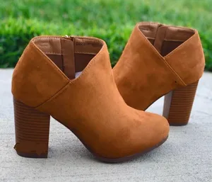 Tan Ankle Chunky Heel Bootie Size 8 thumbnail 1